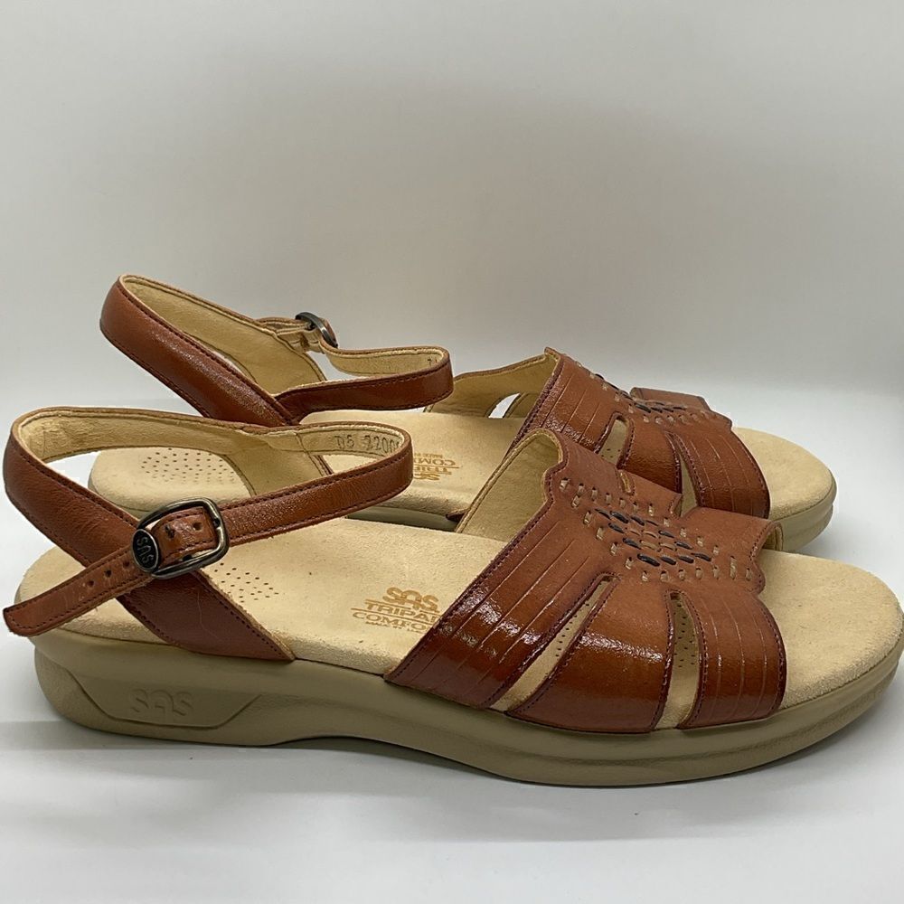 SAS Brown Leather Sandals - Picture 4 of 7